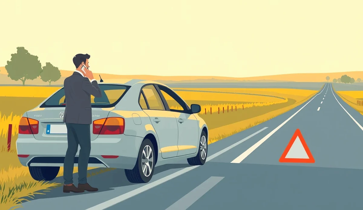 Žlté odťahové vozidlo nakladá nepojazdné osobné auto na ložnú plochu po poruche na ceste