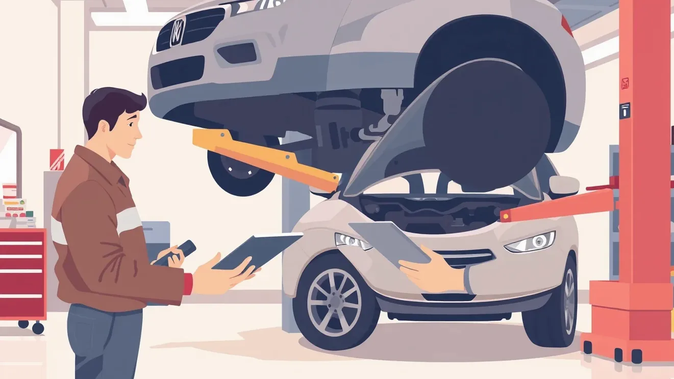 Pracovník autoservisu vystavuje dokumentáciu k oprave vozidla na leasing