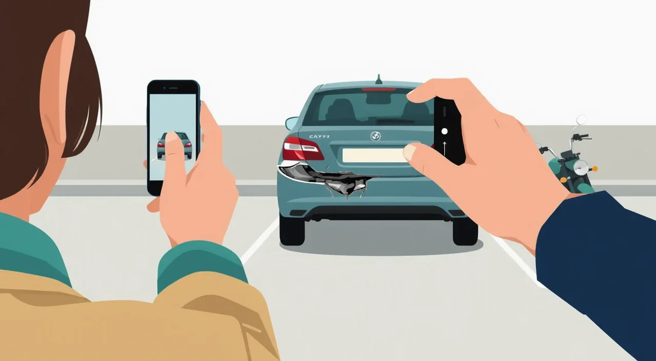 Vodič vypĺňa európsku správu o nehode položenú na kapote poškodeného automobilu