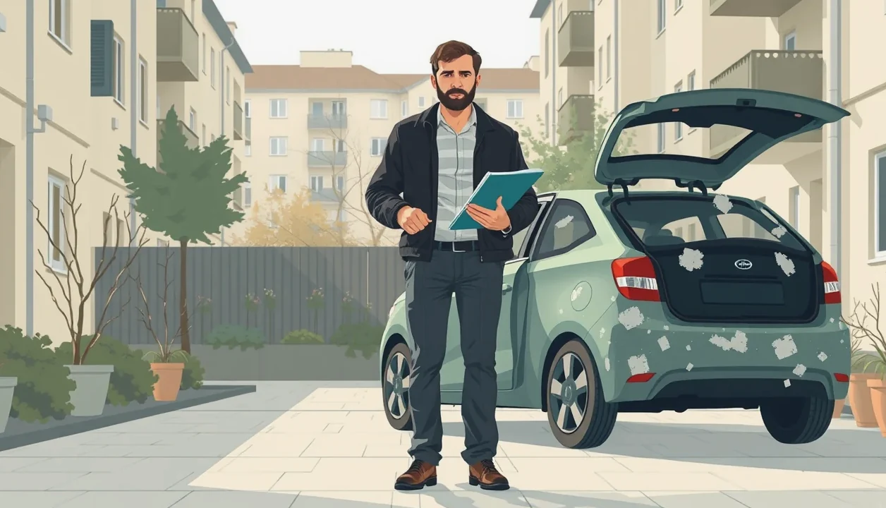 Osobný automobil s pripojeným obytným prívesom zaparkovaný pri ceste v prírode
