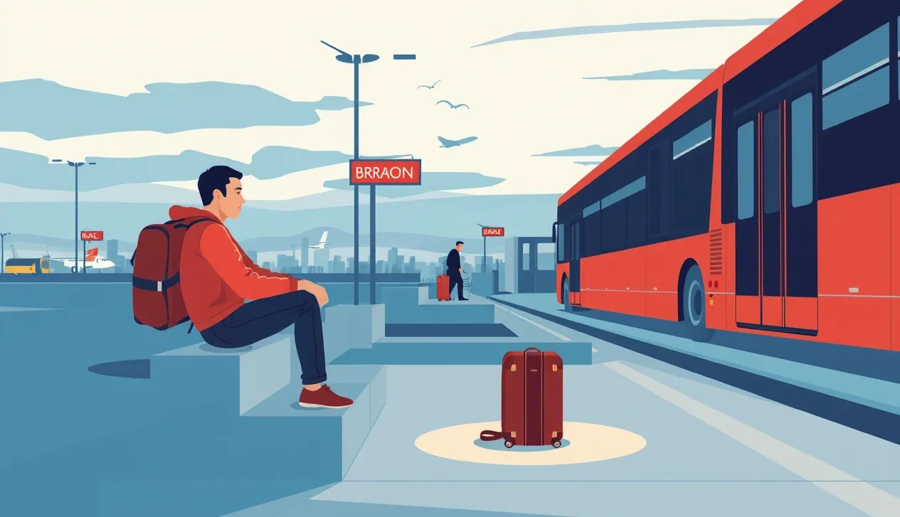 Cestovateľ s ruksakom čaká na diaľkový autobus v Bolívii