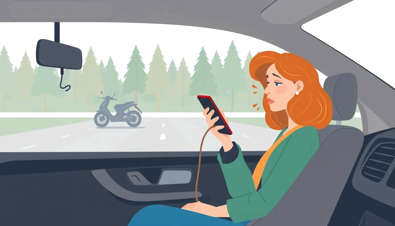 Mladý vodič kontroluje mobilnú aplikáciu a uložené poistné dokumenty v smartfóne