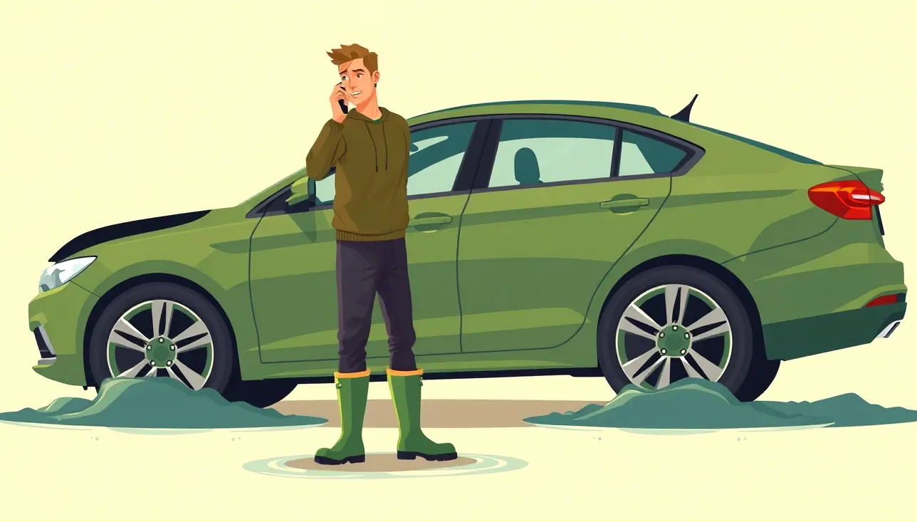 Pohľad na motorový priestor a citlivú autoelektriku poškodenú nánosom bahna