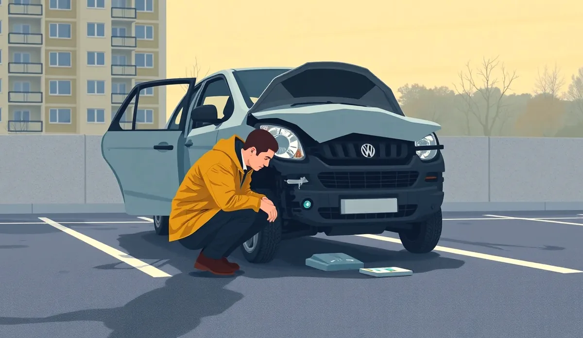 Pohľad na odtiahnuté úžitkové vozidlo na korbe odťahovej služby pred autoservisom