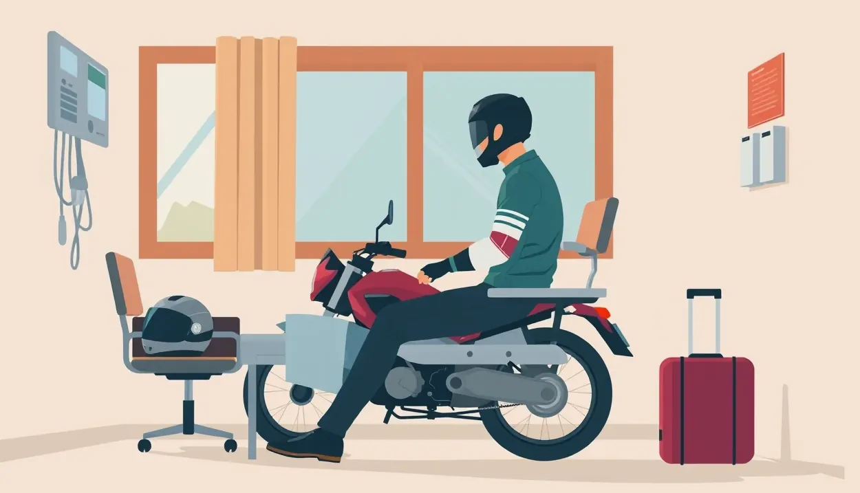 Zaparkovaný cestovný motocykel s bočnými kuframi na horskom priechode