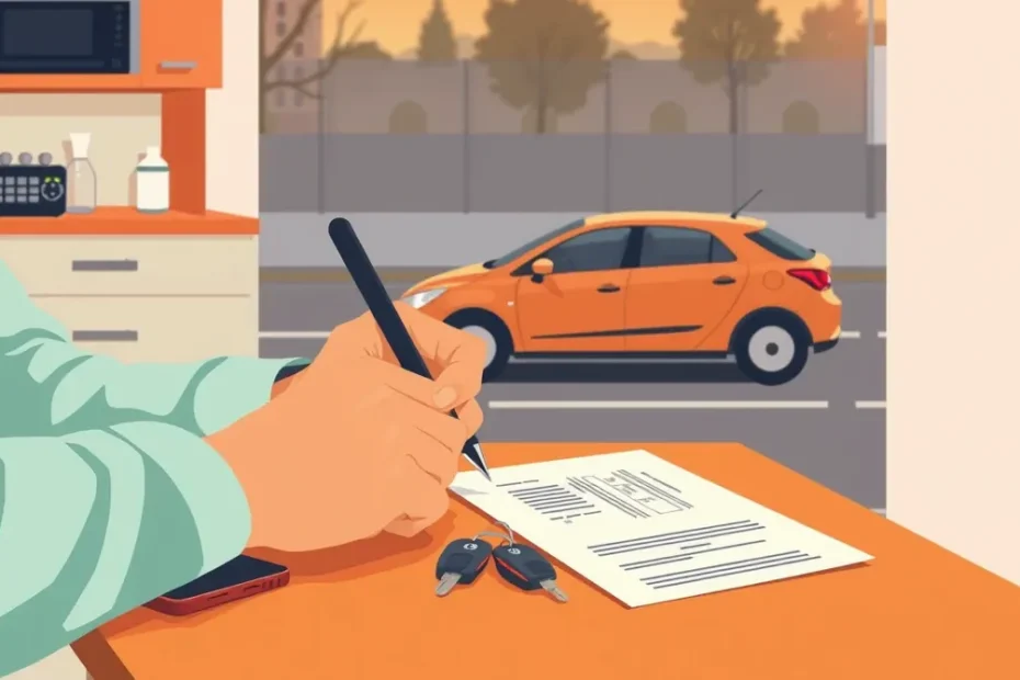 Dôchodca kontroluje poštovú poukážku a predpis poistného za auto