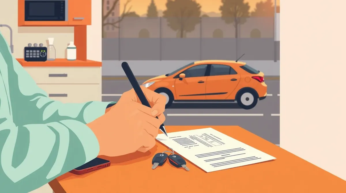 Dôchodca kontroluje poštovú poukážku a predpis poistného za auto