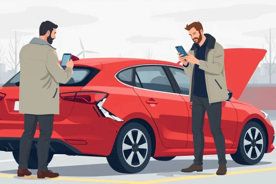 Servisný technik kontroluje podvozok a zavesenie kolies poškodeného automobilu na zdviháku