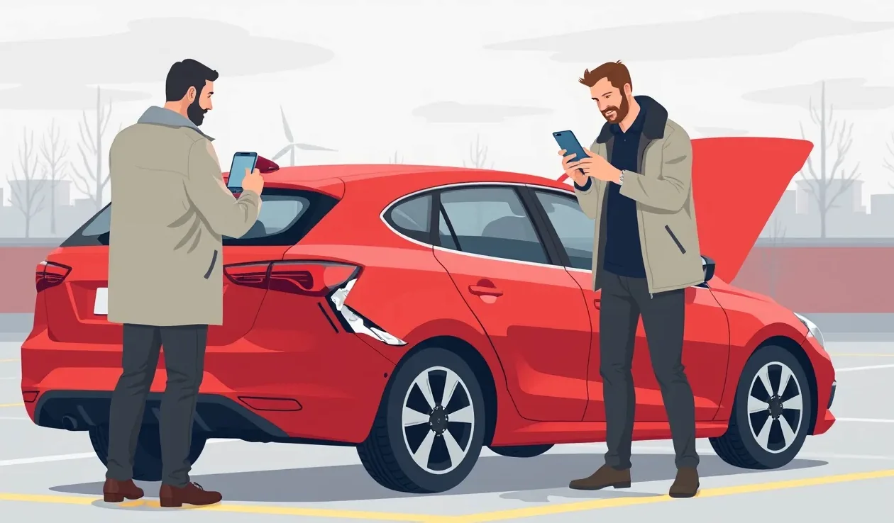 Servisný technik kontroluje podvozok a zavesenie kolies poškodeného automobilu na zdviháku