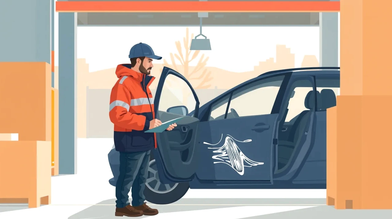 Prasknuté čelné sklo osobného automobilu po zásahu odletujúcim kamienkom na ceste