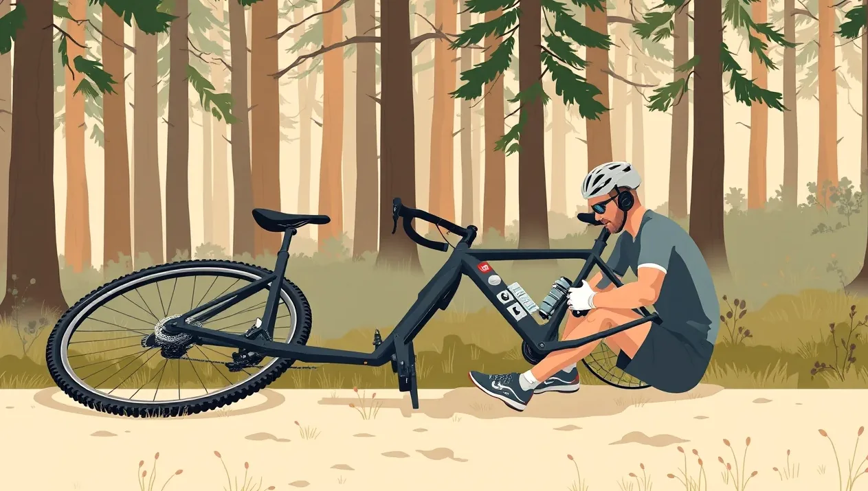 Mestský cyklista na elektrobicykli míňajúci chodcov na vyznačenej cyklotrase