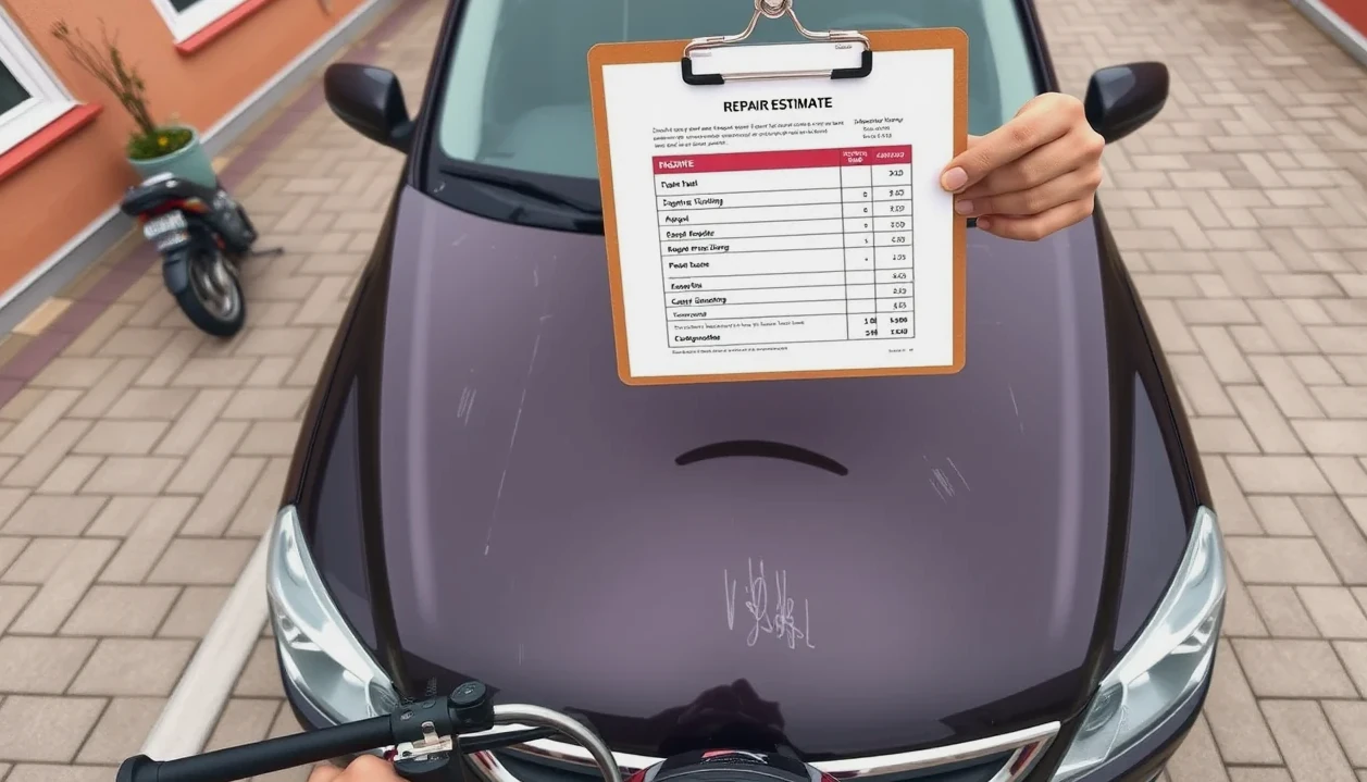 Mechanik v autoservise opravuje poškodenú karosériu motorového vozidla