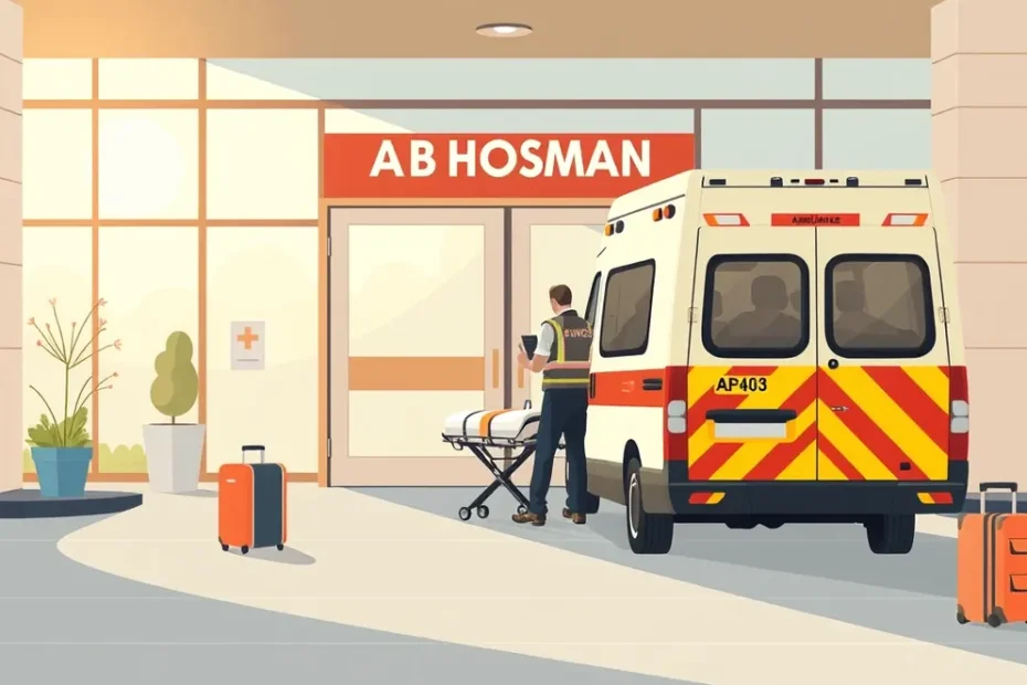 Pozemná sanitka pripravená na cezhraničný transport pacienta medzi nemocnicami
