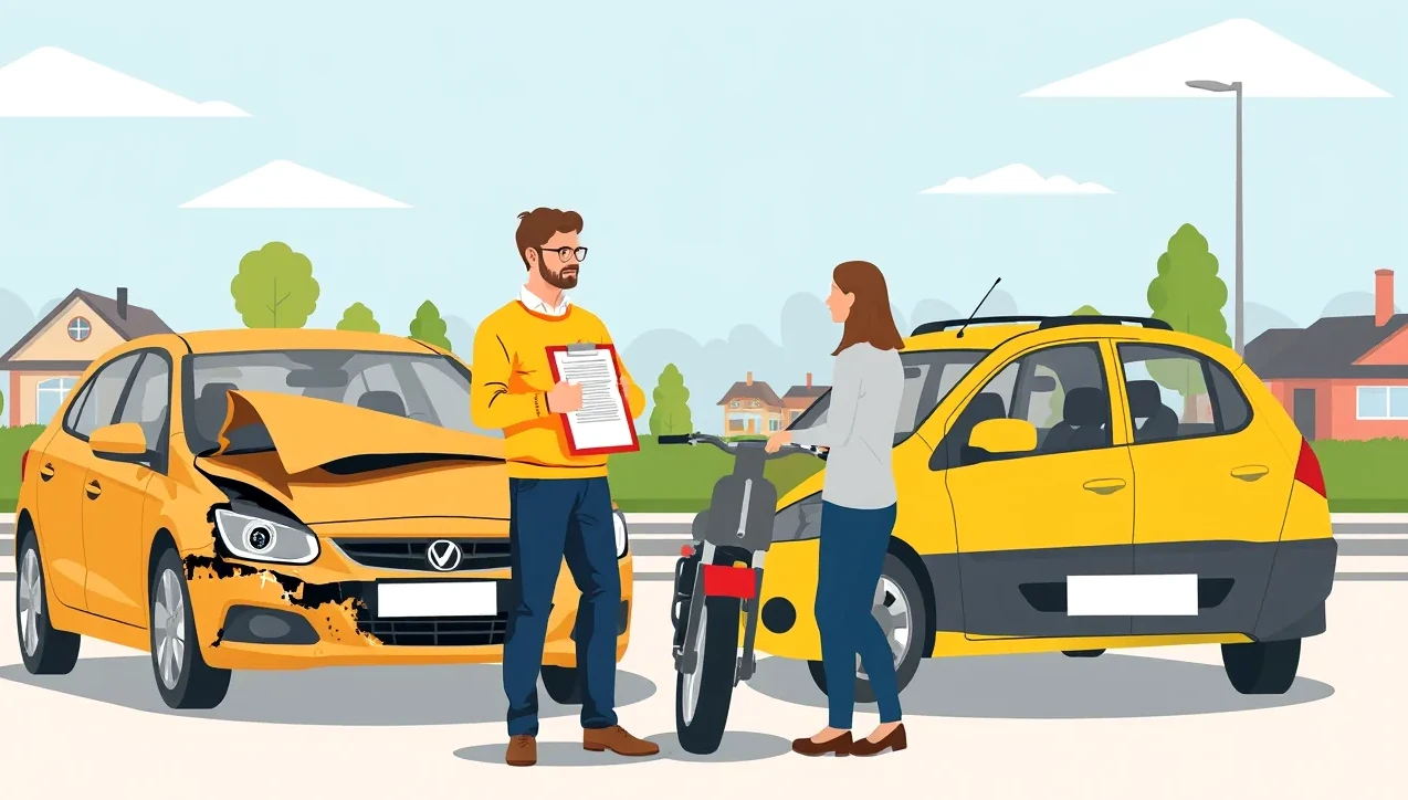 Vodič vypĺňa európsky záznam o dopravnej nehode na kapote motorového vozidla