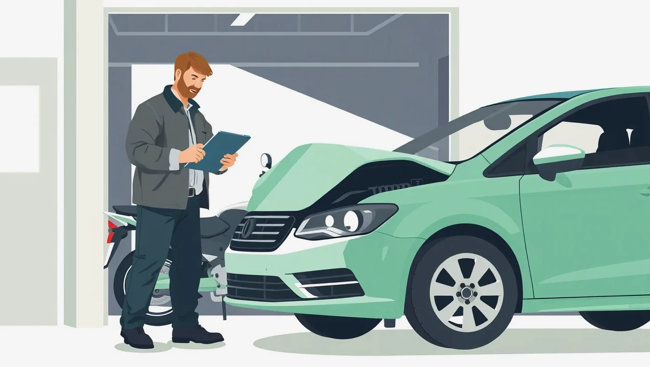 Žlté odťahové vozidlo nakladá nepojazdný automobil na diaľnici v zahraničí