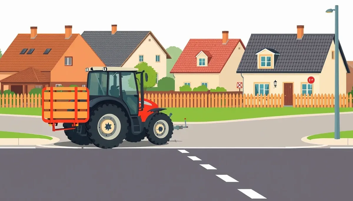 Malotraktor s pripojenou vlečkou naloženou palivovým drevom na poľnej ceste