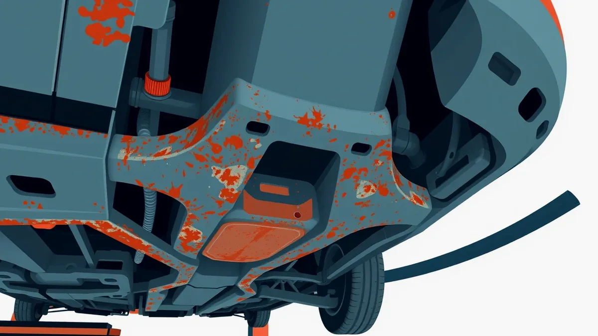 Detailný pohľad na ochranný hliníkový kryt a rozvody batérie plug-in hybridného vozidla zospodu