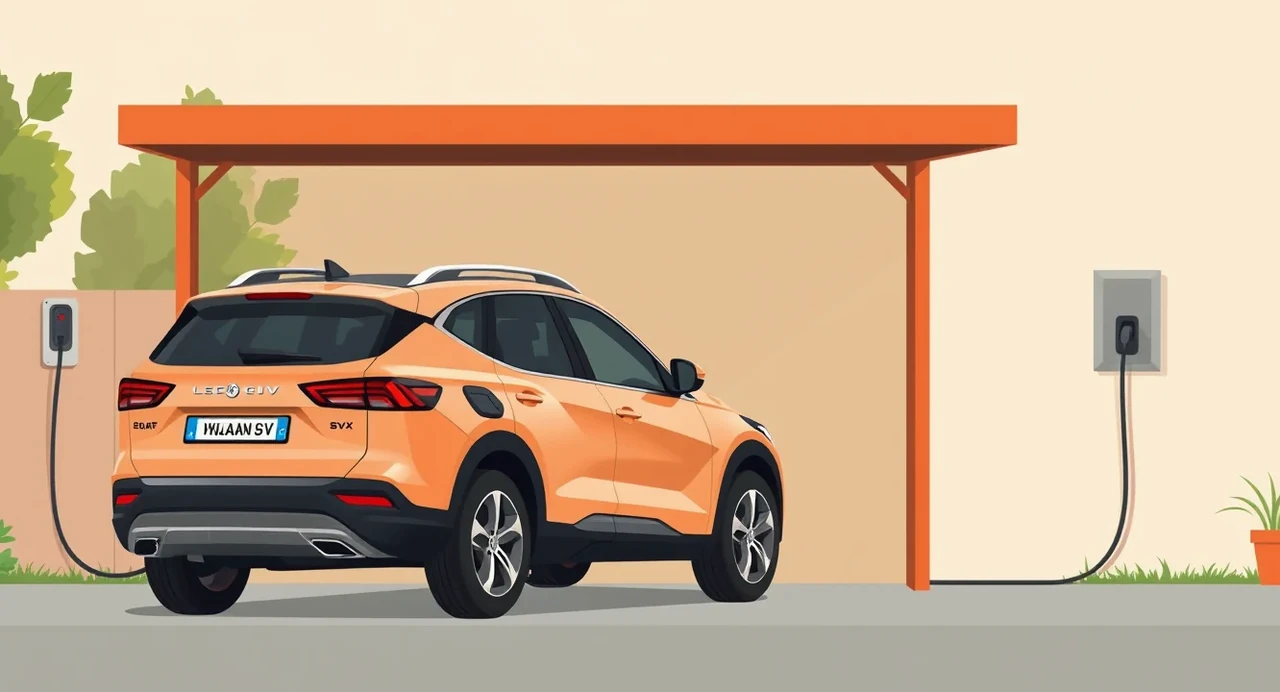 Kábel nabíjacej stanice pripojený do zásuvky plug-in hybridného vozidla