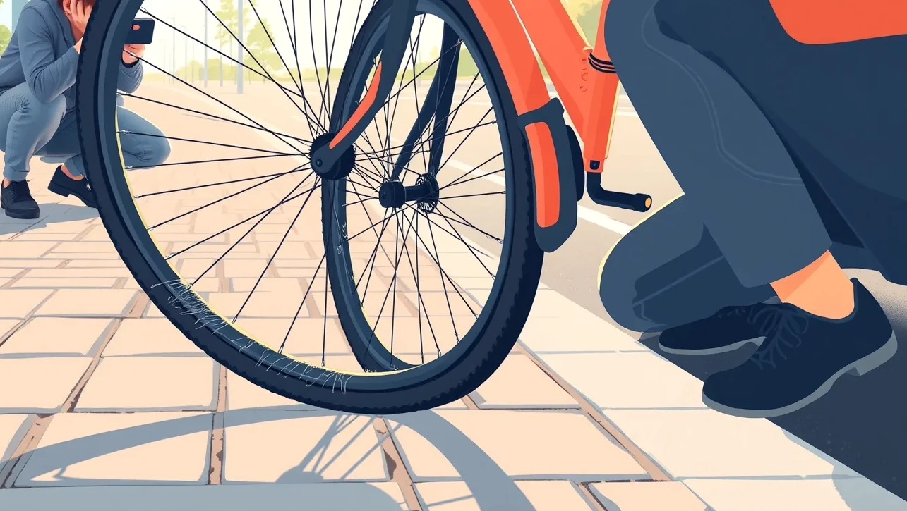 Detailná kontrola prasknutého karbónového rámu bicykla po náraze